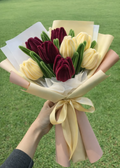 MAROON YELLOW TULIPS